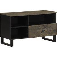 Berkfield Home TV Cabinet Black 80x33x46 cm Solid Wood Mango | Size: 80 x 33 x 46 cm