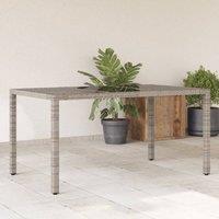 Berkfield Home Garden Table with Glass Top Grey 150x90x75 cm Poly Rattan | Size: 150 x 90 x 75 cm