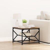 Coffee Table with Storage Shelf - Smoked Oak, 51x50x40 cm, Made of Engineered Wood