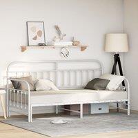 Berkfield Home Daybed Frame with Trundle White 90x200 cm Steel