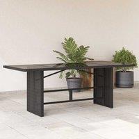 Berkfield Home Garden Table with Glass Top Black 190x80x74 cm Poly Rattan | Size: 190 x 80 x 74 cm