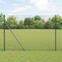 Berkfield Home Welded Wire Fence with 13 Posts Grey 1.5x25 m Steel