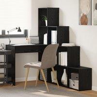 Berkfield Home Corner Desk with Shelf with Storage Black oak 101.5 x 149.5 x 149.5 cm
