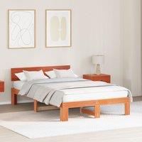 Berkfield Home Bed Frame with Headboard Wax Brown 120x190 cm Solid Pine Wood