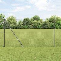 Berkfield Home Chain Link Fence with 7 Spike Posts 1.5x10 m Galvanised Steel in Grey
