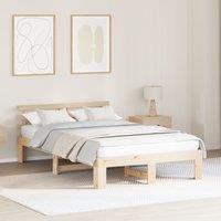 Berkfield Home Natural Pine Wood Bed Frame Natural Solid Pine wood 135 x 190 cm in Brown