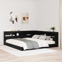 Berkfield Home Storage Headboard with Shelf Black oak 180 cm Engineered wood