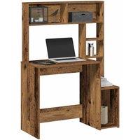 Berkfield Home Desk with Shelves Old Wood 100x45x140 cm Engineered Wood in Brown | Size: 100 x 45 x 140 cm