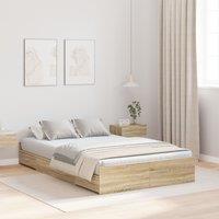 Berkfield Home Storage Bed Frame with Drawer with Headboard with Storage Sonoma oak 120 x 190 cm MDF in Brown