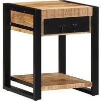 Berkfield Home Side Table 40x40x50 cm Solid Rough Wood Mango in Brown | Size: 40 x 40 x 50 cm