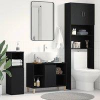 Berkfield Home Sink Cabinet Black Oak 80x33x60 cm Engineered Wood | Size: 80 x 33 x 60 cm