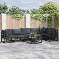 Berkfield Home Garden Sofa Set with Cushion with Pillow 7 pcs Black Aluminium