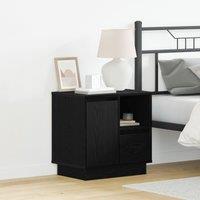 Berkfield Home Bedside Cabinet with LED Black Oak 50x34, 5x50 cm
