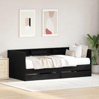 Berkfield Home Daybed with Black Oak Drawers Black oak Engineered wood 90 x 190 cm