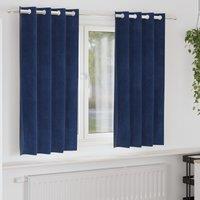 Berkfield Home Blackout Curtains with Eyelets 2 pcs Dark Blue Velvet in Navy