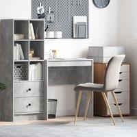 Berkfield Home Computer Desk Concrete grey Particle board with concrete-like finish