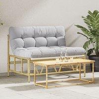 Berkfield Home Garden Bench with Cushion 110x80x71 cm Steel in Grey | Size: 110 x 80 x 71 cm