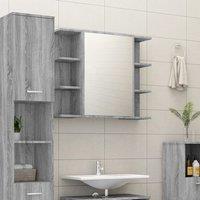 Berkfield Home Bathroom Mirror Cabinet Grey Sonoma 80x20.5x64cm Engineered Wood | Size: 80x20.5x64 cm