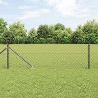 Berkfield Home Chain Link Fence with 13 Spike Posts 0.6x25 m Galvanised Steel in Grey