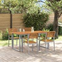 Berkfield Home 5 Piece Garden Dining Set Solid Wood Acacia & Metal in Grey