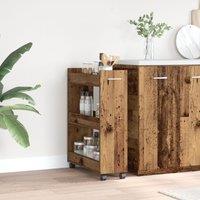 Berkfield Home Rolling Cabinet Old Wood 60x22x79 cm Engineered Wood in Brown | Size: 60 x 22 x 79 cm
