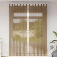 Berkfield Home Voile Curtains with Loops 2 pcs Light Brown 140x260 cm