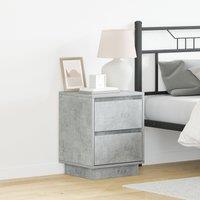 Berkfield Home Bedside Cabinet with LED Lights Concrete Grey 39x34.5x50 cm