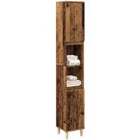 Berkfield Home Bathroom Cabinet Old Wood 30x30x190 cm Engineered Wood in Brown | Size: 30 x 30 x 190 cm
