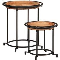 Berkfield Home 2 Piece Side Table Set Solid Wood Acacia in Brown