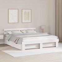 Berkfield Home with Drawer with Headboard with Storage White 180 x 200 cm Solid wood