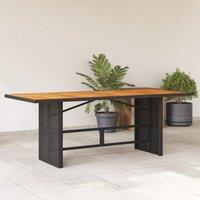 Berkfield Home Garden Table with Acacia Wood Top Black 190x80x74 cm Poly Rattan | Size: 190 x 80 x 74 cm