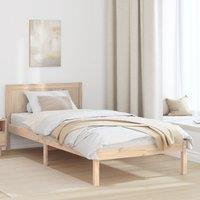 Berkfield Home Single Pine Wood Bed Frame Natural Solid Pine wood 90 x 200 cm in Brown