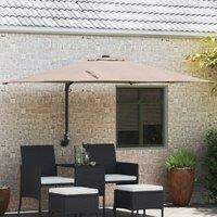Berkfield Home Patio Umbrella Taupe Polyester Large Foldable Patio Umbrella