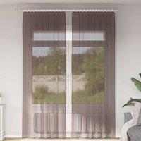 Berkfield Home Voile Curtains with Rod Pockets 2 pcs Brown
