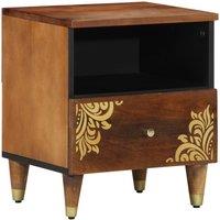 Berkfield Home Bedside Cabinet 40x33x46 cm Solid Wood Mango in Brown | Size: 40 x 33 x 46 cm