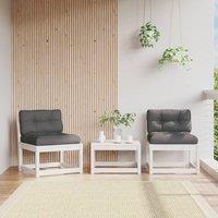 Berkfield Home Garden Sofas with Cushions 2pcs White Solid Wood Pine