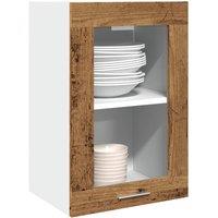 Berkfield Home Hanging Glass Cabinet Lyon Old Wood 40x31x60 cm Engineered Wood in Brown | Size: 40 x 31 x 60 cm