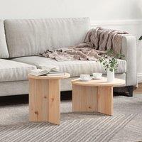 Berkfield Home Coffee Table Set 2 pcs Natural Solid pine wood in Brown