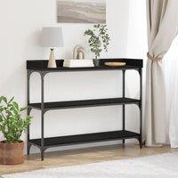 Berkfield Home Console Table Black Oak 100x30x80 cm Engineered Wood & Steel | Size: 100 x 30 x 80 cm
