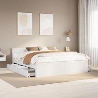 Berkfield Home Bed Frame without Mattress with Headboard White 200x200 cm Solid Wood Pine