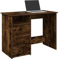Berkfield Home Desk Smoked Oak 102x50x75 cm Engineered Wood in Brown | Size: 102 x 50 x 75 cm