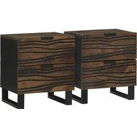 Berkfield Home Bedside Cabinets - 2 Pieces, 40x33.5x46 cm, Made from Solid Mango Wood in Brown | Size: 40x33.5x46 cm