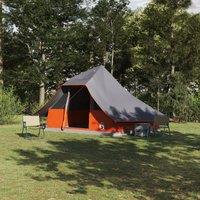 Berkfield Home Family Tent Tipi Grey & Orange 10-Person Waterproof