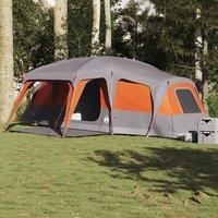 Berkfield Home Family Tent with Porch Dome 9-Person Grey & Orange Waterproof