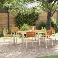 Berkfield Home 7 Piece Garden Dining Set Solid Wood Teak in Brown