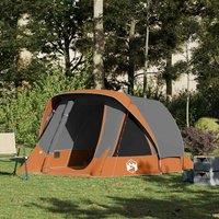 Berkfield Home Camping Tent Cabin 4-Person Grey & Orange Waterproof