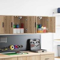 Berkfield Home Garage Wall Cabinets 2 pcs Sonoma Oak Engineered Wood in Brown