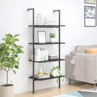 Berkfield Home 4-Tier Leaning Shelf Black 64x35x152.5 cm