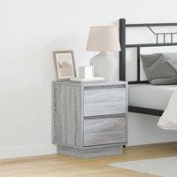 Berkfield Home Bedside Cabinet with LED Lights Grey Sonoma 39x34, 5x50 cm