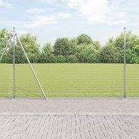 Berkfield Home Welded Wire Fence with 7 Flanged Posts 1.4x10 m Galvanised Steel in Silver